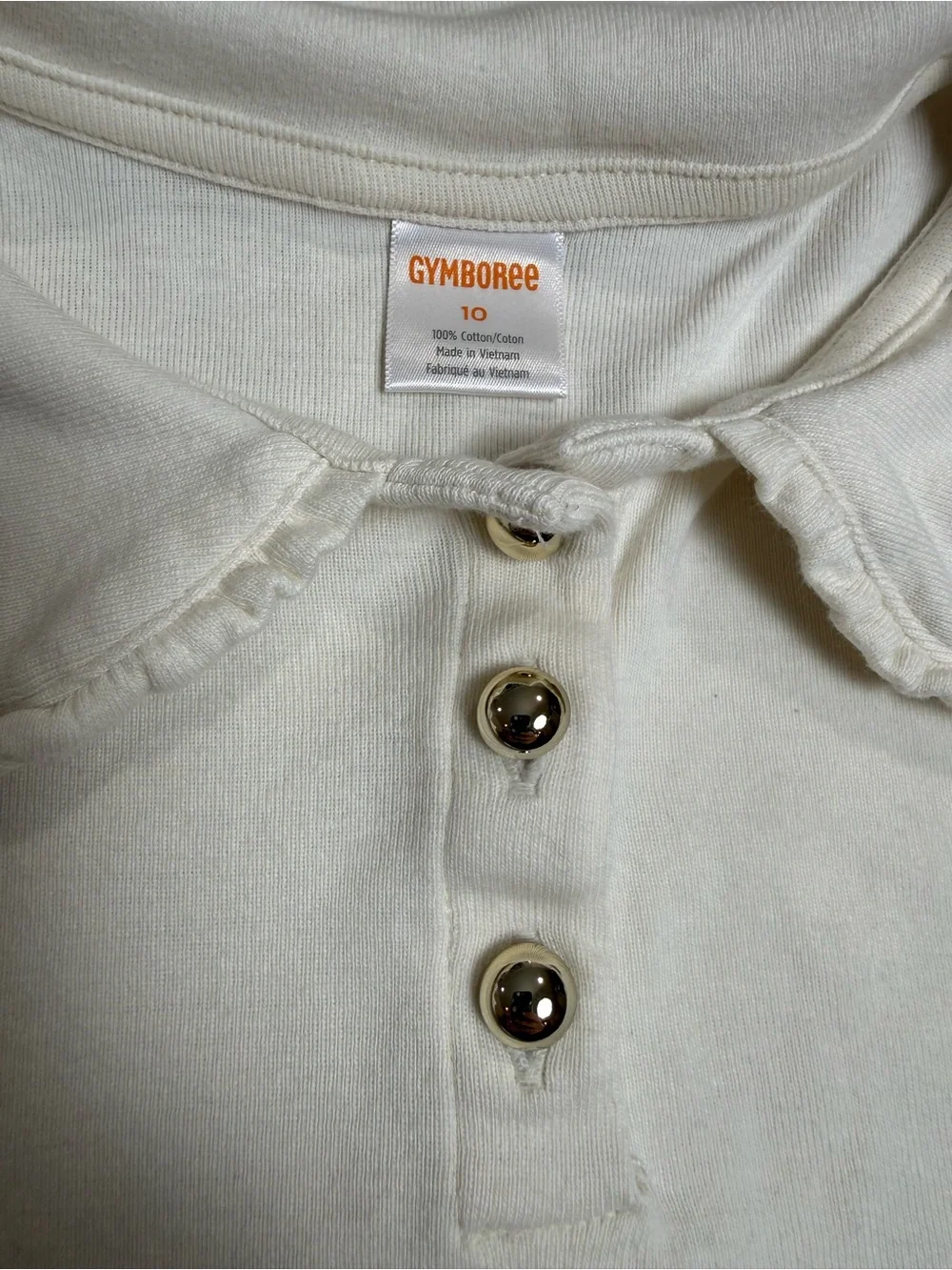 Gymboree Girls Size 10 White Long Sleeve Peter Pan Collar Polo Shirt coquette